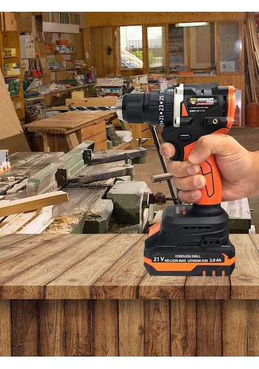 Germany Style MS8006 21V Çift Akülü Vidalama Çelik Mandren Kömürsüz Motor Darbeli Şarjlı Matkap