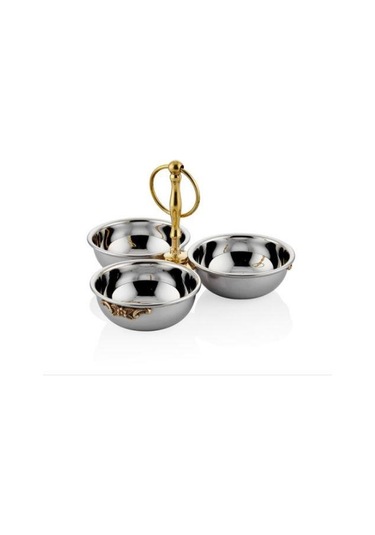 Lamedore Black Pearl Sade 3 Lü Gold Dekoratif Kase 20x20x12 Cm