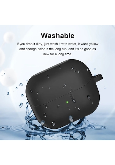 Samsung Galaxy Buds 3 / Galaxy Buds 3 Pro Uyumlu Silikon Kılıf+ Kanca Siyah