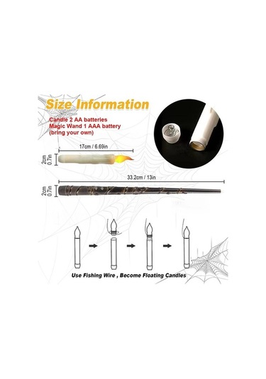 Maoyaya Yüzen Led Mumlar, Sihirli Değnekli Uzaktan Kumandalı Alevsiz Elektronik Mum, 12 Adet Sıcak Işık Diğer