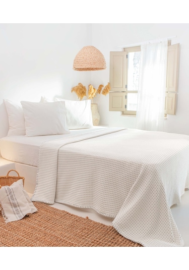 Mare %100 Pamuklu Bej Waffle Pike Çift Kişilik 230x245 Bej