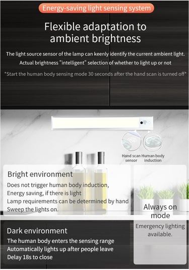 Yaozixia Led Akıllı Otomatik Sensör Şarap Soğutucu Dolap Taşınabilir İnsan Pır Ultra İnce Sonsuz Kısılabilir Gece Işıkları Diğer