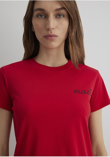 Mavi - Mavi Logo Baskılı Kırmızı Tişört 1612962-82054 Kırmızı