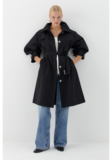Kemerli Cepli Trenç Siyah Siyah