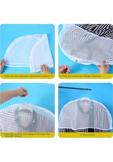 Novahub 24 Parça Şeffaf Kılıf Seti - Gardırop Organizasyonu İçin Askılı Kıyafet Koruyucu Şeffaf