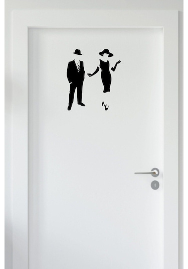 Wc Kapı Bay Sticker - Duvar Sticker 25 Cm