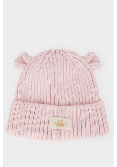 Defacto Kız Bebek Dokuma Etiketli Triko Bere C8165a525wnpn424 Pembe