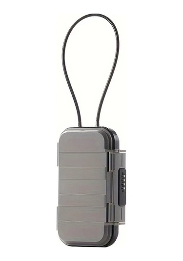 Fochsia Plaj Kodu Kutusu - Gri 4 Haneli Şifreli Kilitli Su Geçirmez Çanta Seyahat Kasası