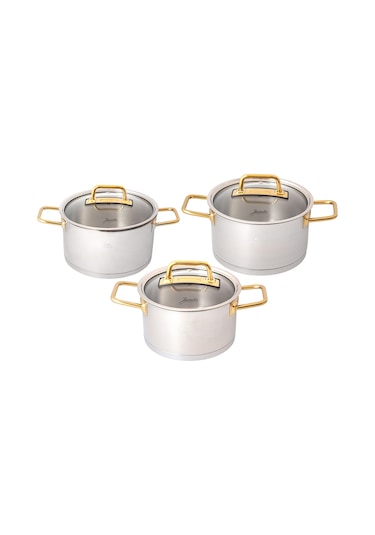 Jumbo Assos Midi 3'Lü Titanyum Gold Tencere Seti