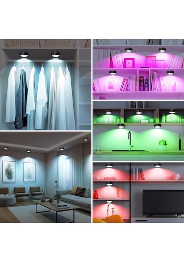 Upway 4 Lü Set Led Aydınlatma Dekoratif Rgb Gece Lambası 12 Renk Kumandalı Küçük Siyah
