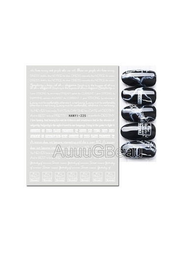 3d Nail Art Kaydırıcılar Çıkartmalar Geometrik Çizgiler İngilizce Kelimeler Siyah Harfler Mermer Çıkartmaları Tırnak Dekorasyon Manikür Için Elmas D Renk Chına