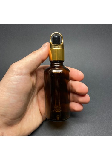 Amber Cam Damlalıklı Şişe  Sepet Model Metalik Kapak  50 ML