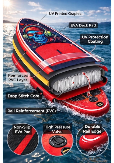 Paddle Board Sup Bodi Power Head Şişme Stand 350x84x15cm Full Set