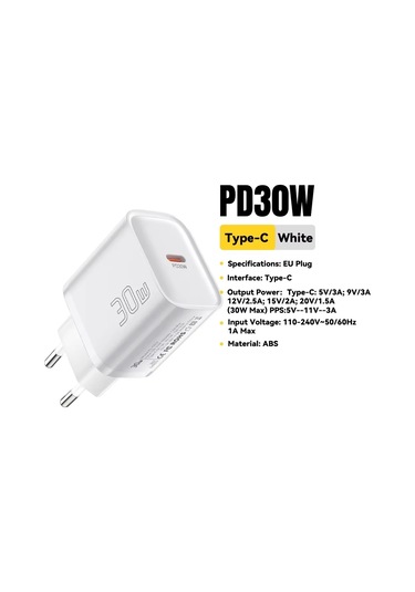 Essager Essager 30w Usb C Şarj Cihazı Pd 3.0 iPhone Uyumlu, Uyumlu, 16/15/14 Pro Samsung Huawei Xiaomi İpad İçin Budistribütör Garantili