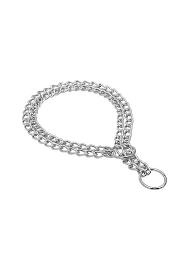 Doggie Eğitim Serisi Çift Boğma Zincirli Köpek Boyun Tasması Krom