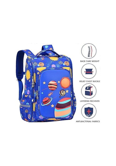 Ganzhoushop Çocuk Sırt Çantası, Erkek Kız Okul Sırt Çantası İlkokul Çantası Su Geçirmez Okul Çantaları Uçak Desenli Sırt Çantası Genç Çantaları, Mavi Çok Renkli