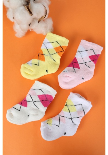 Pamuklu 6'lı Yenidoğan Bebek Kışlık Havlu Çorap Çok Renkli