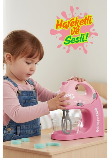 Pembe Hareketli Ve Sesli Oyuncak Mikser Evcilik Mutfak Oyunu 18x18 Cm