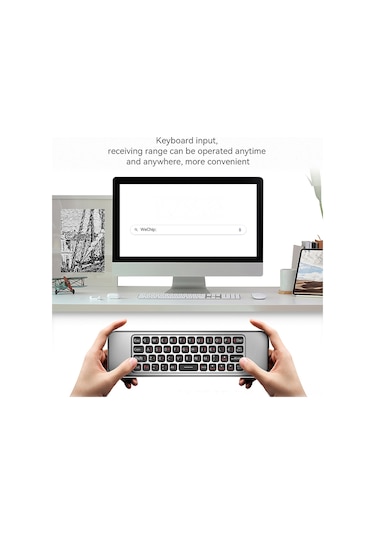 Springsun Siyah 2.4g Kablosuz Sesli Kumanda Klavye - Jiroskoplu, Infrared Öğrenme Desteği - Akıllı Tv, Android Tv Box İçin