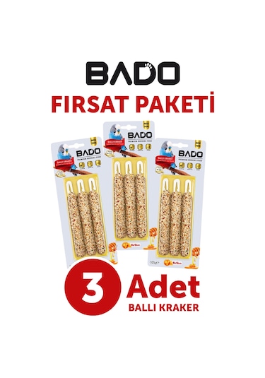 Bado Muhabbet Kuşu Krakeri Ballı 105gr 3lü