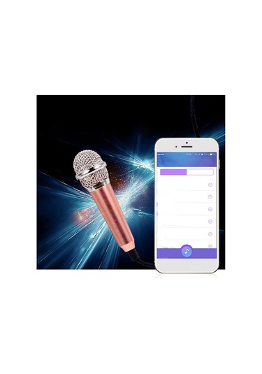 İphone Uyumlu Android İçin Standlı 3,5 Mm Mini Kondenser Mikrofon Telefon Karaoke Mikrofonu