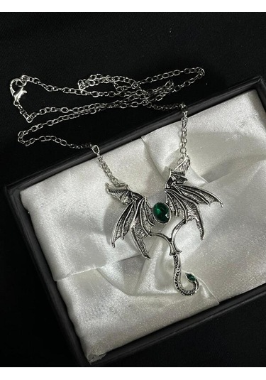 DÜKKAN DESİGN Dükkan Design Mitolojik Snake Head Dragon Kolye Gri - Siyah