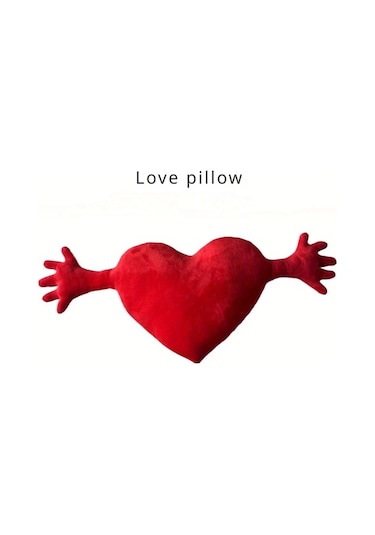 Gateesat 1 Adet Romantik Kırmızı Kalp Yastığı Mikrofiber Sevgili Yastığı Dekoratif Yastık Kırmızı