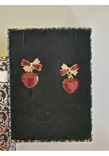 Loft Kalp Detaylı Bordo Küpe Sevgililer Günü , Annenize Verilecek En Güzel En Hasaplı Küpe Hediyesi Çok Renkli