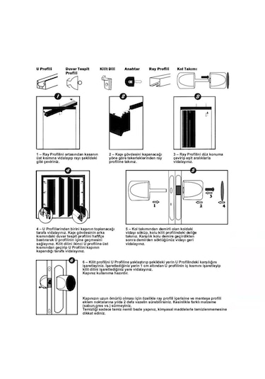 Akordiyon Kapı Beyaz 85X203