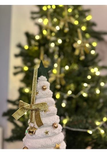 Yılbaşı Simli Altın Gold Kadife Kurdeleli Zilli Zincir Lüks Noel Çam Ağacı Süsü 5 Adet