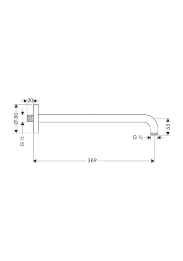 Hansgrohe Tepe Duş Dirseği 389 Mm Satin Siyah Mat Siyah