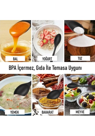 Burcummm Silikon Uzun Karıştırma Kaşığı Kırmızı Çok Renkli