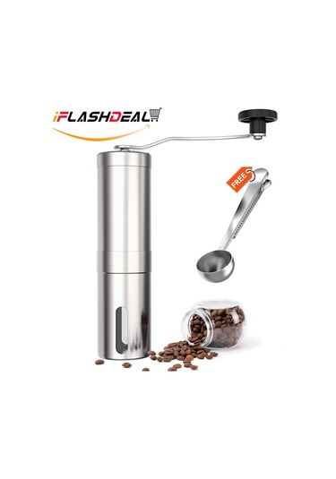 İflashdeal Manuel Kahve Değirmeni Paslanmaz Çelik Kahve Çekirdeği Makinesi El Öğütücü Mutfak Taşlama Aracı Kepçe İle