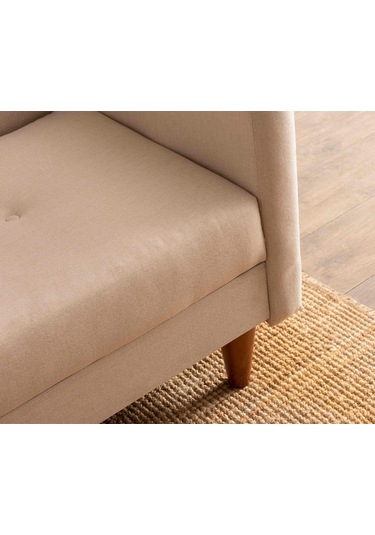 Pafu Hiko Üçlü Yataklı Koltuk - Krem Keten Krem