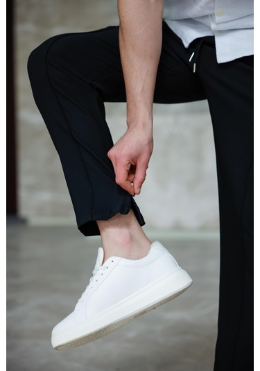 Erkek Siyah Renk Esnek Likralı Fermuar Detaylı Jogger Pantolon-1746 Siyah