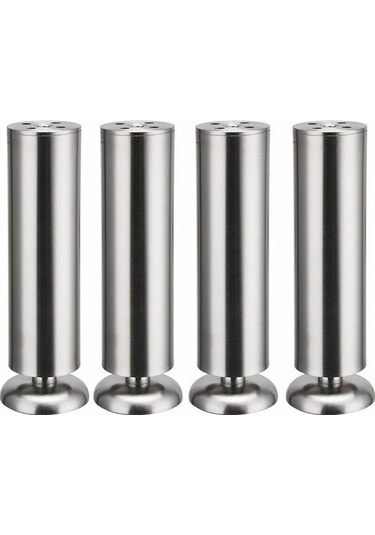 Novahub 4x200mm Paslanmaz Yuvarlak Ayaklar, Kauçuk Paspaslı, Güvenli Sessiz Mutfak Dolabı Ayakları -