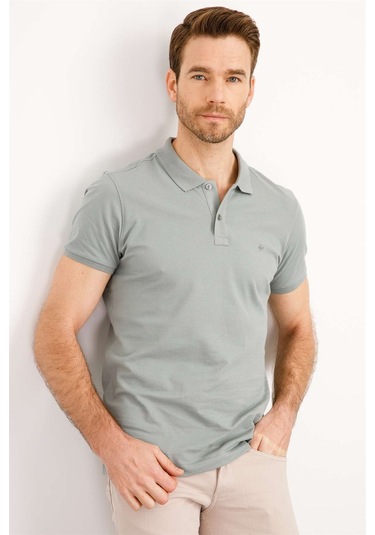 Igs Modernfit Dar Kalıp Erkek Polo Yaka Tişört Açık Yeşil