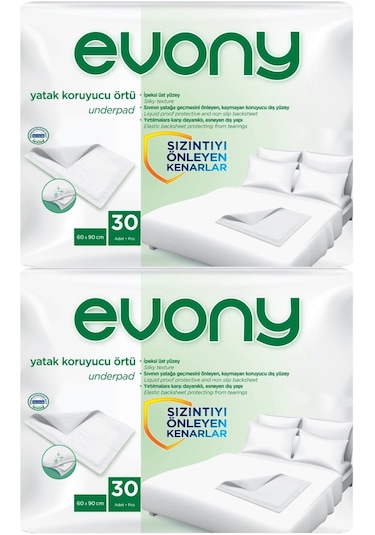 Evony Hasta Yatak Koruyucu 60*90Cm 60 Adet (2PK*30) (Kaymaz Özell