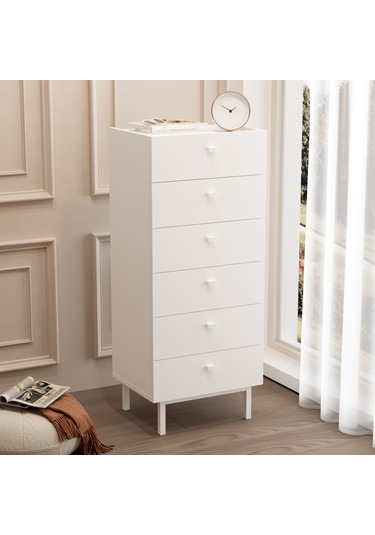 Robinhome Rhode Şifonyer 6 Çekmeceli Ahşap Ayaklı Beyaz