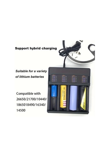 Xuweiwei Siyah 3 7v Li İon Ve Ni Mh Ni Cd Piller İcin 26650 21700 14500 Aa Aaa C Agir Hizmet Tipi Coklu Portlu Hizli Sarj Cihazi