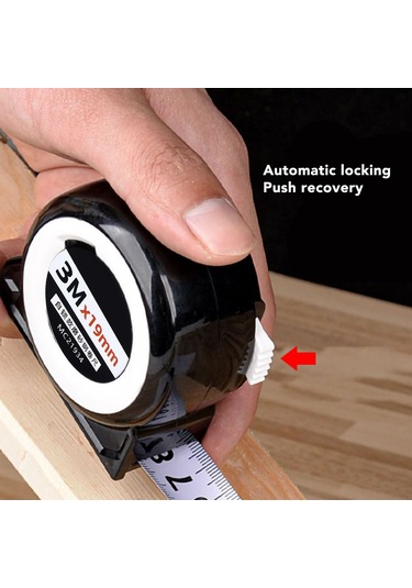 Skycity Otomatik Kilitleme Özelliği İle 3m X 19mm Hassas Ölçüm Şeridi, Pürüzlü Çelik Yapı, Kayıp Olmayan Ölçü, Taşınabilir Abs Kasa