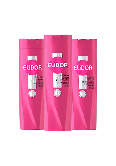 Elidor Güçlü ve Parlak 2'si 1 Arada Şampuan ve Bakım Kremi 3 x 400 ML