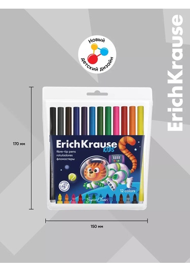 Erichkrause Kids Space Animals 12 Renkli Keçeli Kalem 189489738