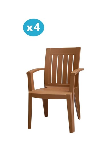 Omnipazar Mt-gf175 Cometa Plastik Bahçe Balkon Sandalye 4'lü Set Kahverengi