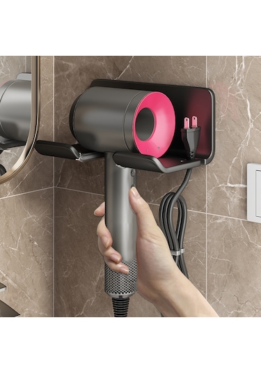 Skycity Banyo Fön Tutucu Duvar Tipi - Delme Yok Kurulum - Uzay Alüminyum - 120 Mm - Pratik Fön Ve Küçük Eşya Saklama Günlük Gri Diğer