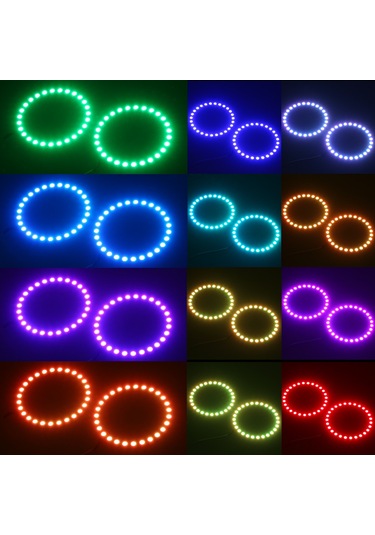 Suofeng 12v Rgb Araba Işıkları, 2 80mm Mavi Ateş Halka, Kumanda İle 16 Renk Ve 4 Işık Efekti, Parlak Led, Araç Dekorasyonu