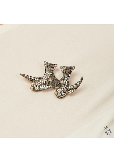 Elmas Montür Swarovski Kuş Broş Sevgiliye Hediye