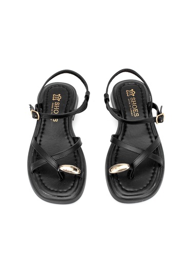 Elit Btlp01 Kadın Düz Sandalet Siyah Siyah