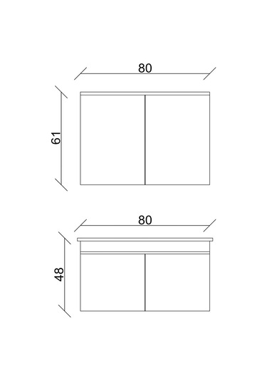 Sözcan Mobilya Yıldız Takım Asma Alt + Aynalı Üst + Lavabo Beyaz 80 CM