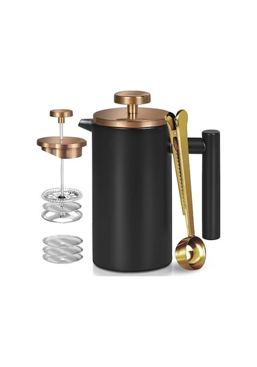 Wondernest Yalıtımlı Siyah Pres Makinesi Kahve Jialan Fransız Duvar Çift Hi Siyah